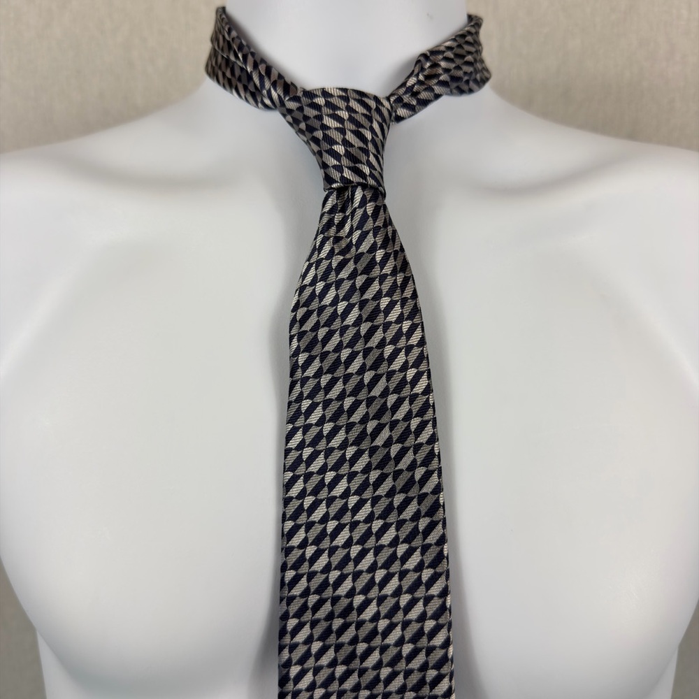 Versace Navy Blue and Gray Patterned Tie